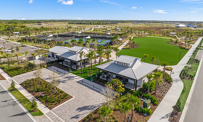 Midway Park pavilion and pro shop aerial