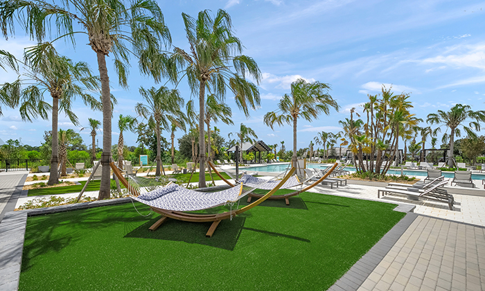 Social hall patio / hammocks